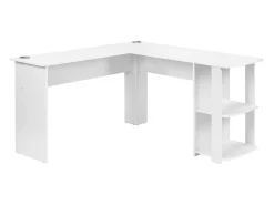 Mesa de canto - 140 x 140 x 75 cm - Mesa de computador em L com 2 prateleiras - aglomerado - branco