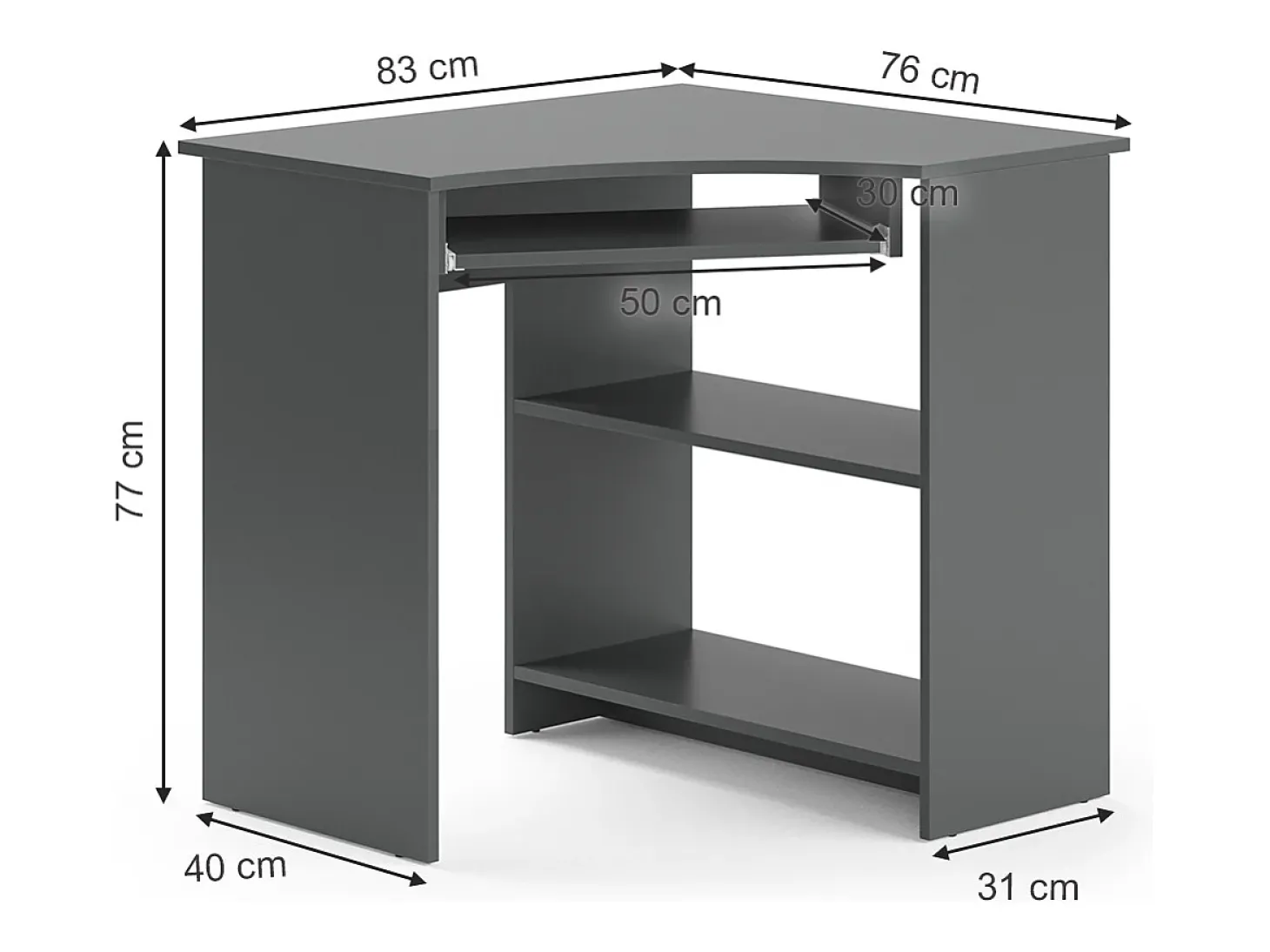 Mesa de canto antracite 83x76x77 odin