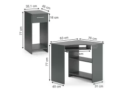 Mesa de canto antracite 83x76x77 odin