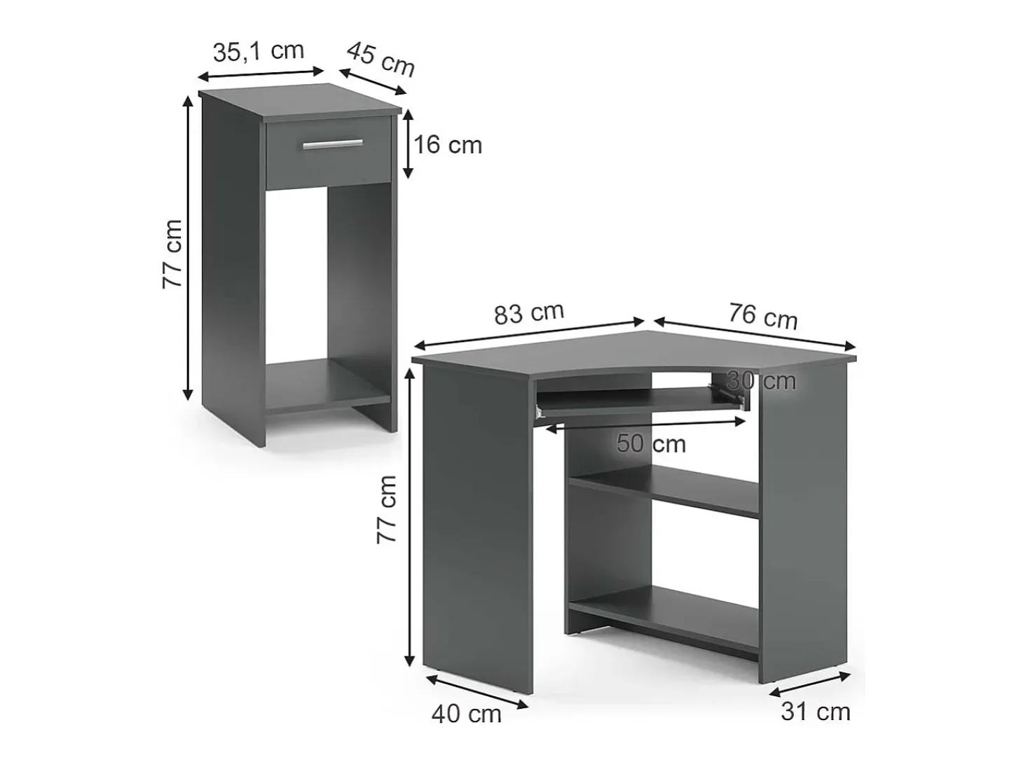 Mesa de canto antracite 83x76x77 odin