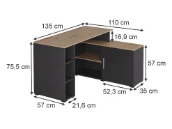 Mesa de canto antracite/artesanal 135x110x75.5 rudy