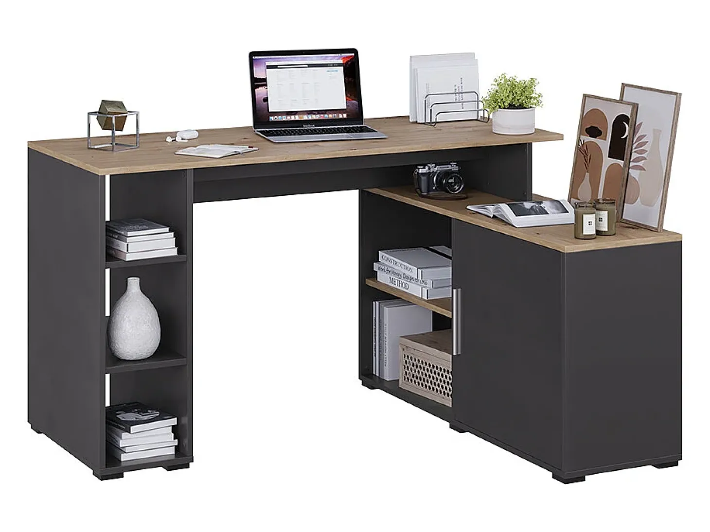 Mesa de canto antracite/artesanal 135x110x75.5 rudy