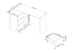 Mesa de Canto B16 124 cm Esquerda 3 Gavetas Carvalho Sonoma/Branco