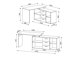 Mesa de canto branco 215x60x75 dante