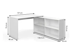 Mesa de canto branco 137x60x75.4 flexplus
