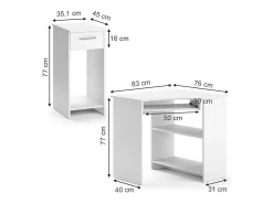 Mesa de canto branco 83x76x77 odin