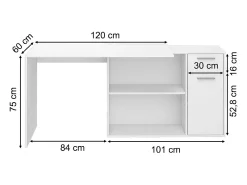 Mesa de canto branco 120x60x75 robin