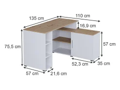 Mesa de canto branco/artesanal 135x110x75.5 rudy