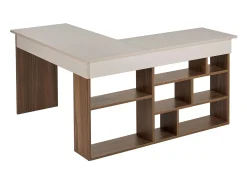 Mesa de canto com arrumação cor bege e castanho natural - LILEUL