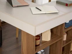 Mesa de canto com arrumação cor bege e castanho natural - LILEUL
