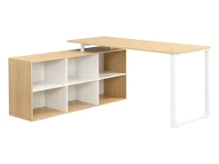 Mesa de canto com arrumação em MDF branco e natural - NIPILI