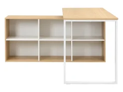 Mesa de canto com arrumação em MDF branco e natural - NIPILI
