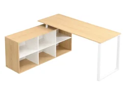 Mesa de canto com arrumação em MDF branco e natural - NIPILI
