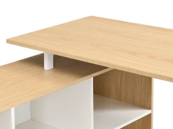 Mesa de canto com arrumação em MDF branco e natural - NIPILI
