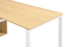 Mesa de canto com arrumação em MDF branco e natural - NIPILI