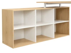 Mesa de canto com arrumação em MDF branco e natural - NIPILI