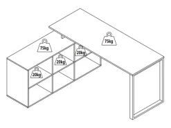 Mesa de canto com arrumação em MDF branco e natural - NIPILI