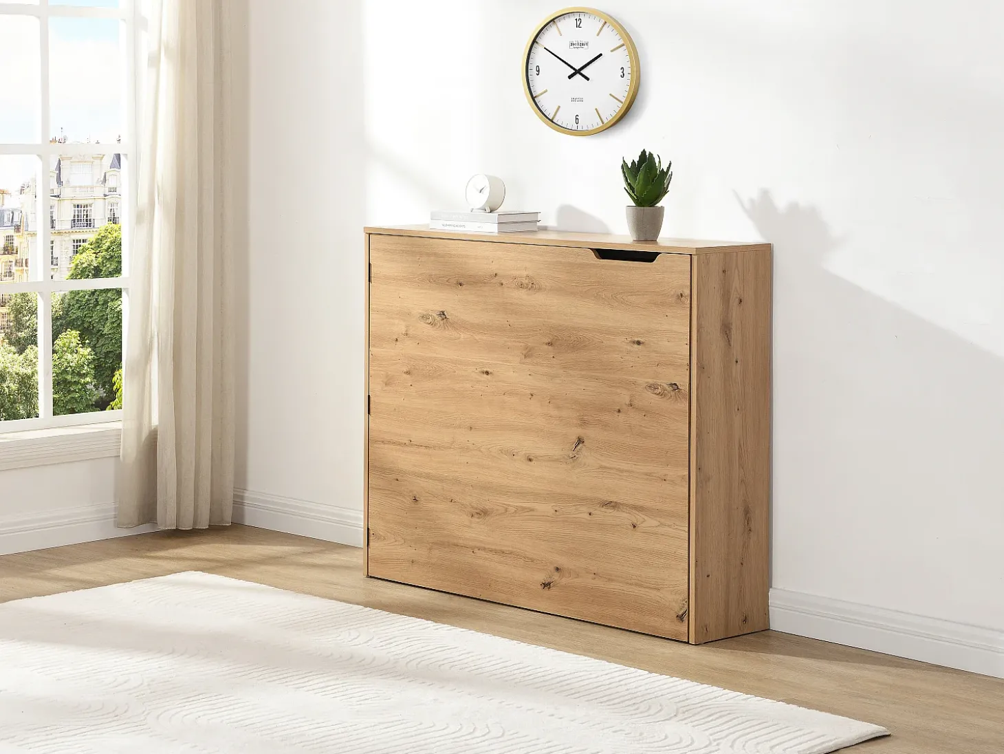 Mesa de canto dobrável mdf cor natural - RELIMY