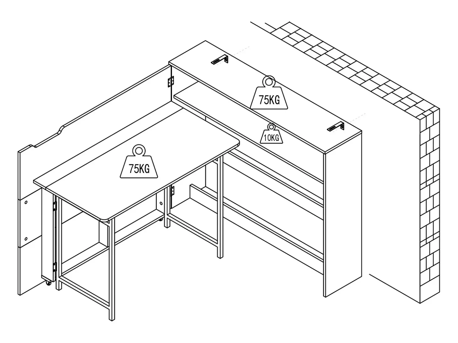 Mesa de canto dobrável mdf cor natural - RELIMY