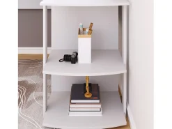 Mesa de canto em L de 140cm com 2 prateleiras - Branco