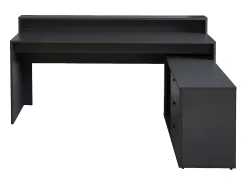 Mesa de canto para jogos - Com LEDs - 3 gavetas e 2 prateleiras - MDF - Cinza - NEHA