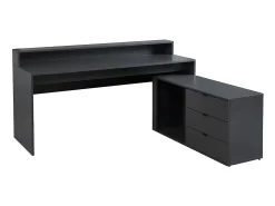 Mesa de canto para jogos - Com LEDs - 3 gavetas e 2 prateleiras - MDF - Cinza - NEHA