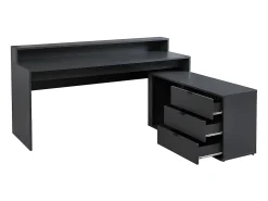 Mesa de canto para jogos - Com LEDs - 3 gavetas e 2 prateleiras - MDF - Cinza - NEHA