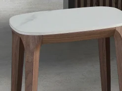 Mesa de canto quadrada em mármore de porcelana e nogueira 2133 ANGEL CERDA