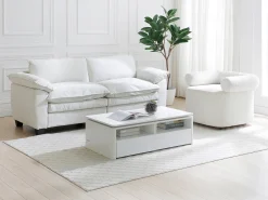 Mesa de centro 2 gavetas e 2 nichos com LEDs branco - SYLPIA