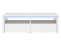 Mesa de centro 2 gavetas e 2 nichos com LEDs branco - SYLPIA