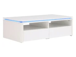 Mesa de centro 2 gavetas e 2 nichos com LEDs branco - SYLPIA