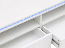 Mesa de centro 2 gavetas e 2 nichos com LEDs branco - SYLPIA