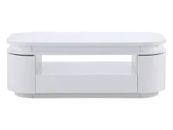 Mesa de centro 4 portas e 1 gaveta com LEDs - MDF - Cor: lacado a branco - VANDANA