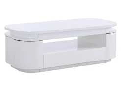 Mesa de centro 4 portas e 1 gaveta com LEDs - MDF - Cor: lacado a branco - VANDANA