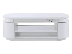 Mesa de centro 4 portas e 1 gaveta com LEDs - MDF - Cor: lacado a branco - VANDANA