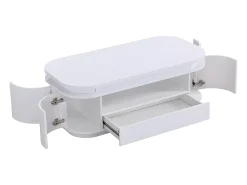 Mesa de centro 4 portas e 1 gaveta com LEDs - MDF - Cor: lacado a branco - VANDANA