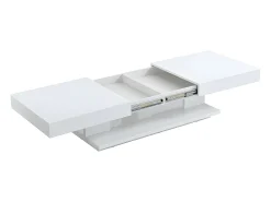 Mesa de centro ARAMIS com espaços de arrumação - MDF lacado a branco
