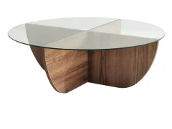 Mesa de centro AYSUN em vidro temperado - tons escuro natural e transparente.