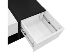 Mesa de centro brilhante 70×70×35,5 cm - quadrada - com 2 gavetas - painel de partículas - preto e branco