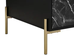Mesa de centro com 2 gavetas e 2 nichos MDF efeito mármore preto e dourado - CIEMILA