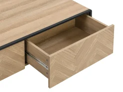 Mesa de centro com 2 gavetas em MDF e aço natural claro e preto - TUMACO