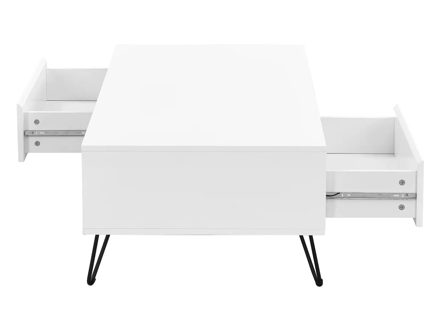 Mesa de centro com 2 gavetas e 2 nichos MDF e aço branco e preto - ABUJA