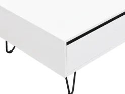 Mesa de centro com 2 gavetas e 2 nichos MDF e aço branco e preto - ABUJA
