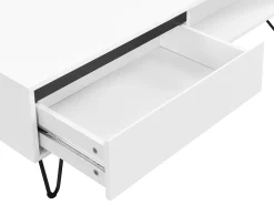 Mesa de centro com 2 gavetas e 2 nichos MDF e aço branco e preto - ABUJA
