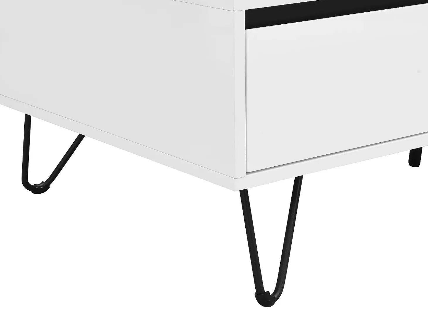 Mesa de centro com 2 gavetas e 2 nichos MDF e aço branco e preto - ABUJA