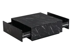 Mesa de centro com 2 gavetas em MDF - Efeito mármore preto - ANTRIM por Pascal Morabito