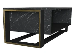 Mesa de centro com 1 nicho efeito mármore preto e dourado COMEBI