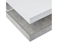 Mesa de centro com arrumação 70x70x36 cm - tampo brilhante giratório 360° - Branco e Cinza