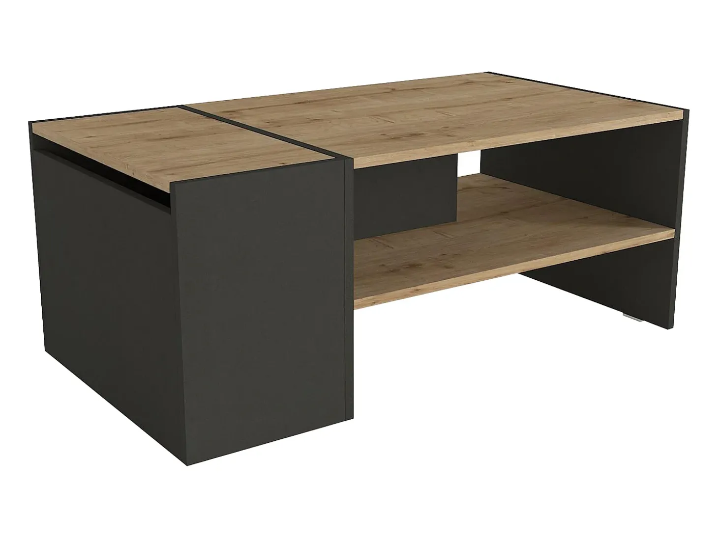 Mesa de centro com espaço de armazenamento - Antracite e natural - VELKAN