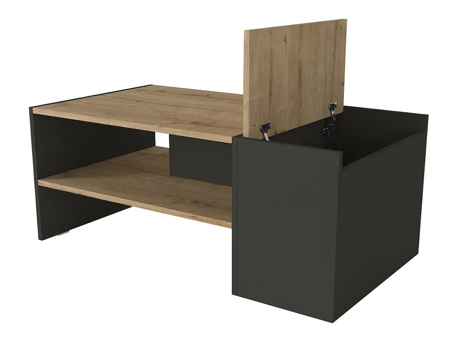 Mesa de centro com espaço de armazenamento - Antracite e natural - VELKAN